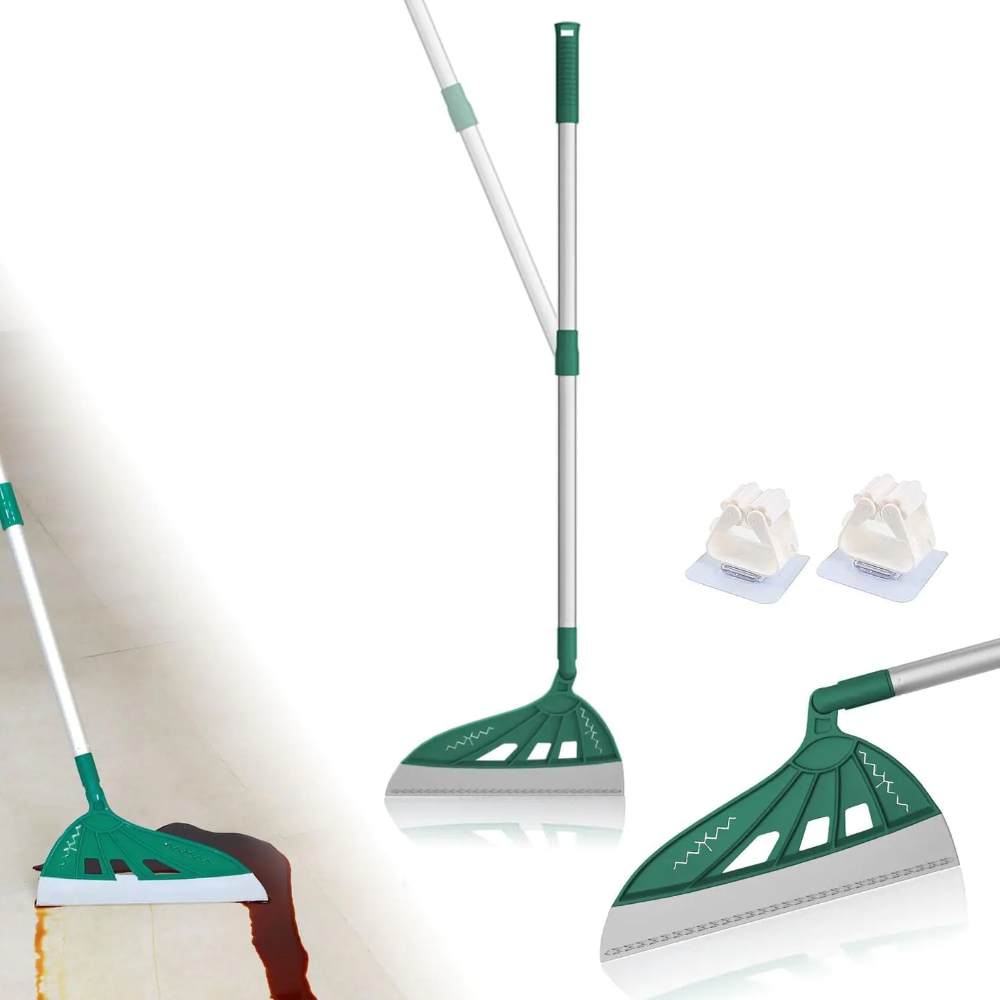 Magic Air Broom Household Silicone Broom Multifunction with 2 Heads- color green