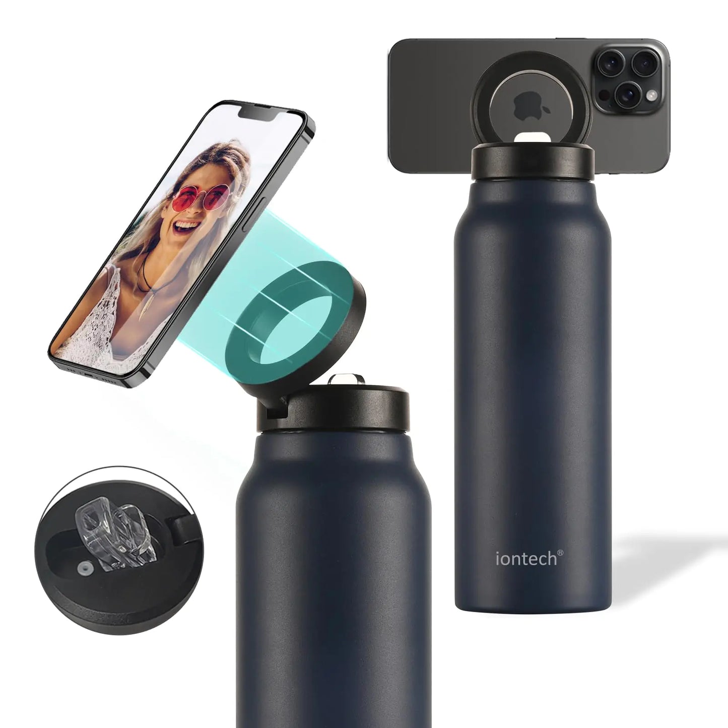Insulated Water Bottle with Magnetic Phone Holder